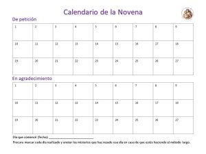 Calendario de la Novena de 54 días
